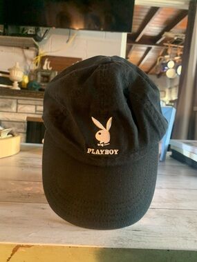PLAYBOY Black Cap with White Bunny Logo
